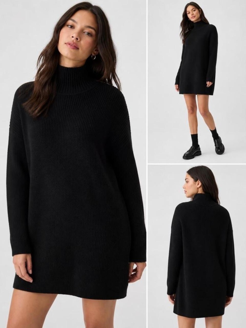 GAP Black Turtleneck Sweater Dress - Long Sleeve